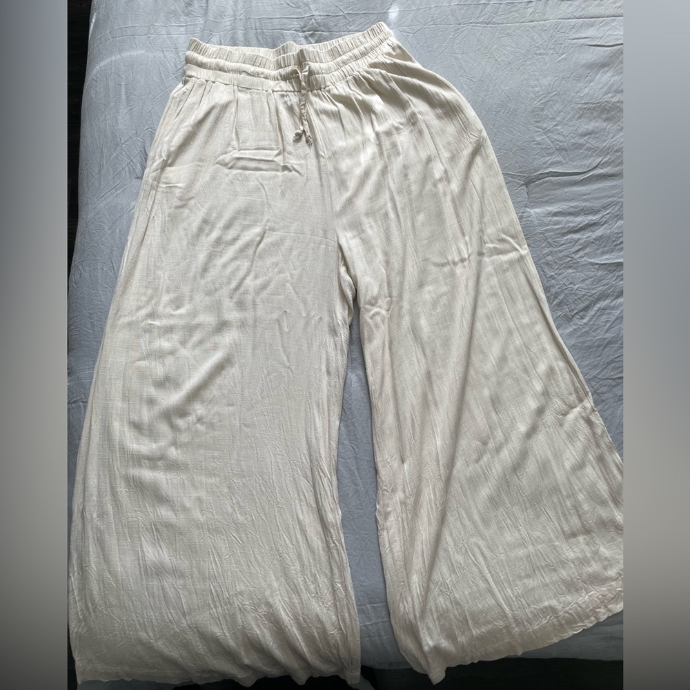 Cream Wide leg Pants
